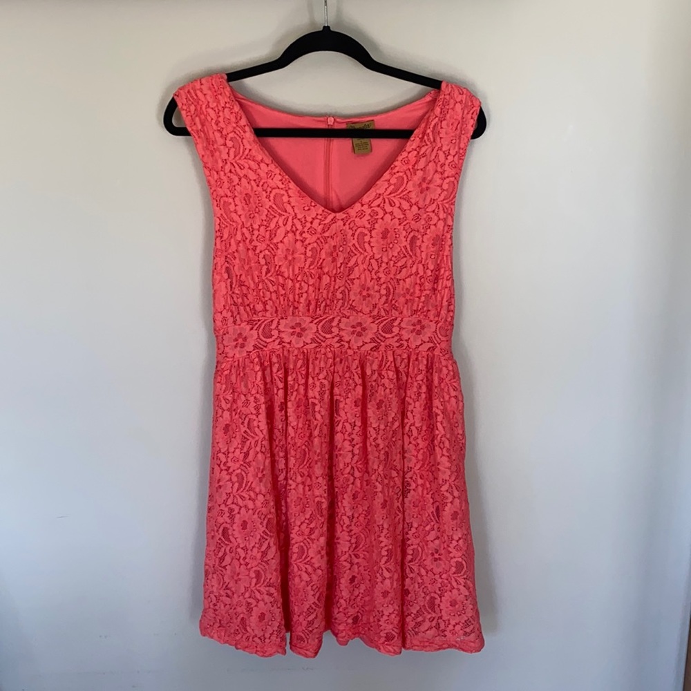 Wrangler Pink/Coral Lace Summer Mid Length Dress